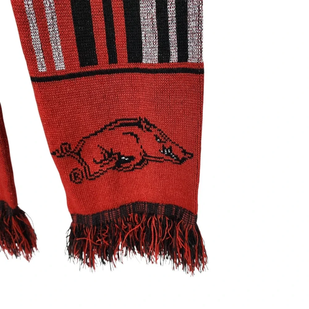 Forever Collectibles Arkansas Razorbacks Knit Scarf Red Black Silver Tassels